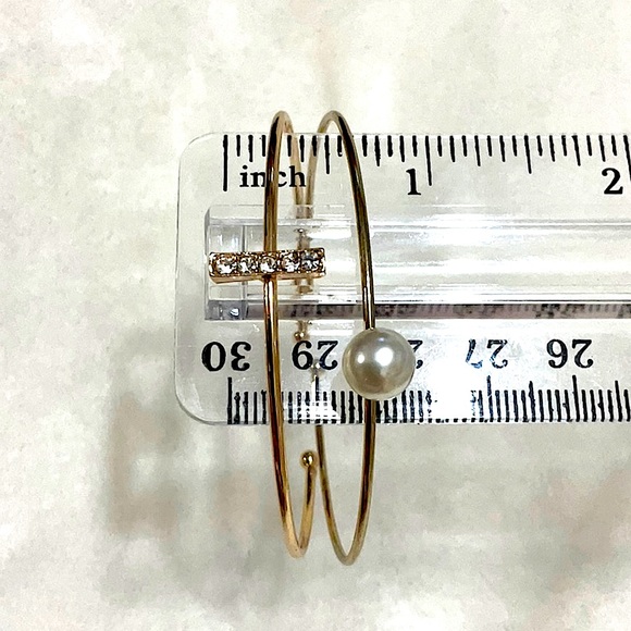 Dainty Goldtone Cuff Bracelet Set - Picture 3 of 4